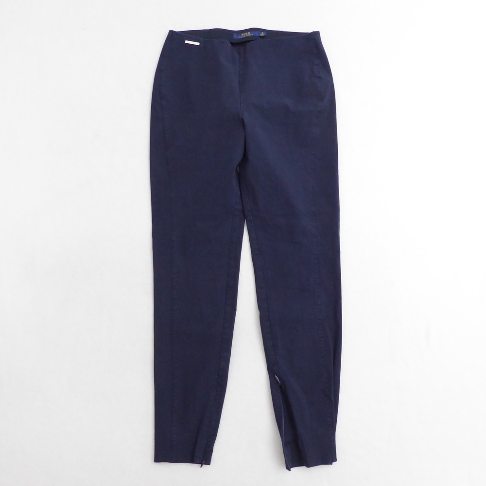 Polo Ralph Lauren Women's Navy Blue Stretch Ankle Zip Pants Office Twill Size 4